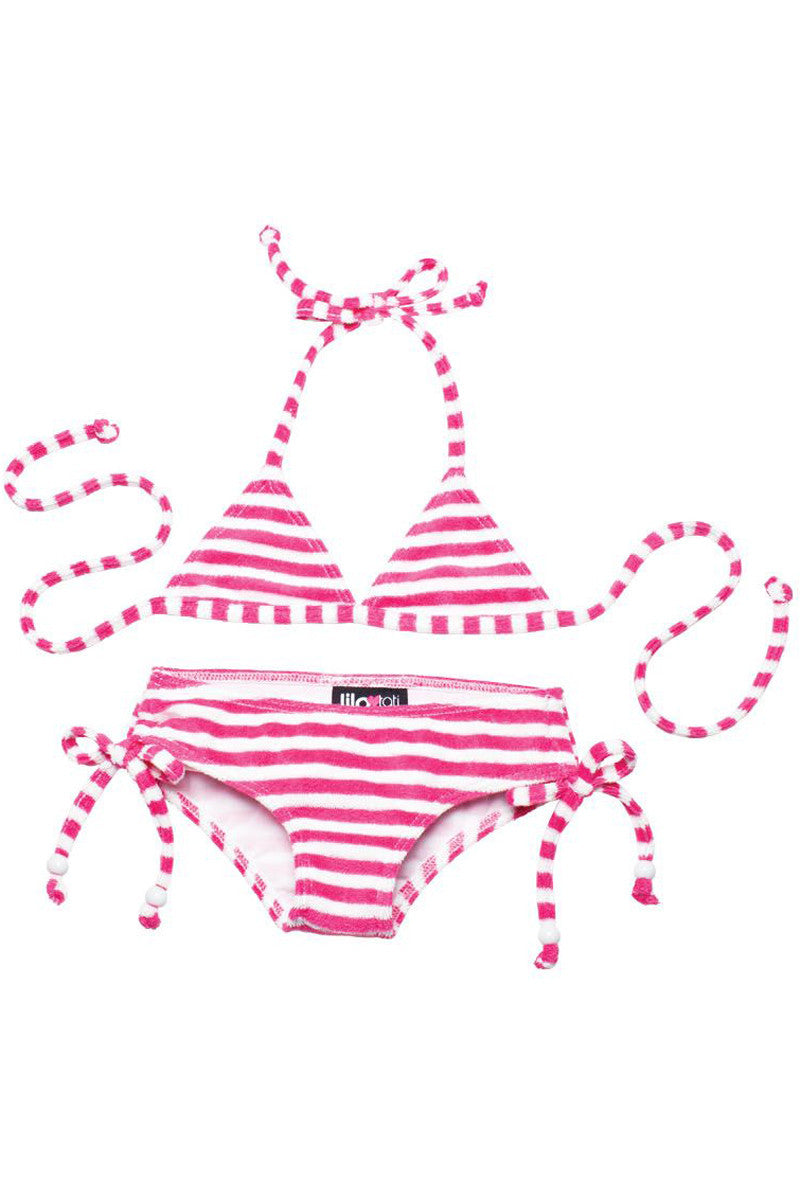 Lilo Tati Terry Triangle Drawstring Bikini Pink